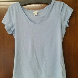 Light Blue. H&M. Fitted V-Neck T-Shirt. Size M.